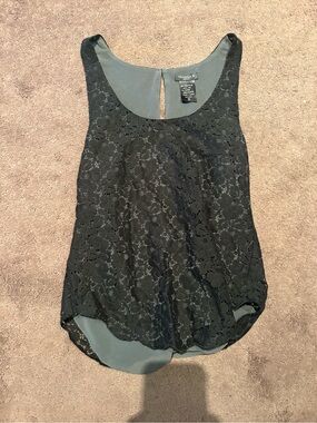 Talula Black Lace Overlay Camisole with Dark Green Underlayer